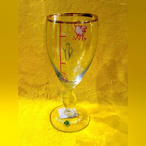 Vintage Irish coffee recipe stemmed glass with 22k gold rim - Picture 1 of 2